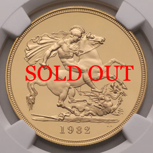 イギリス 1982年 エリザベス2世 5ポンド金貨 PF69UCAM:2809320-001